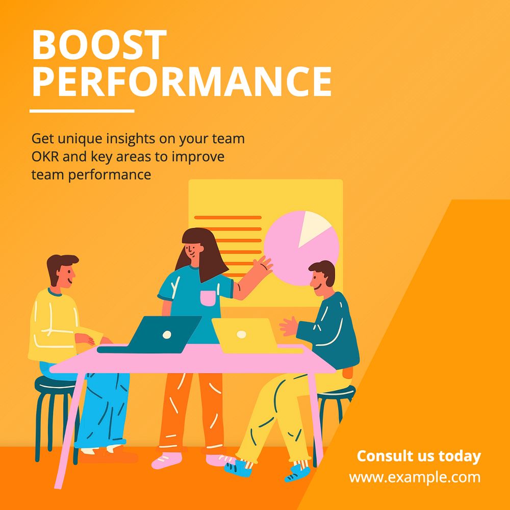 Team performance Instagram post template, editable text