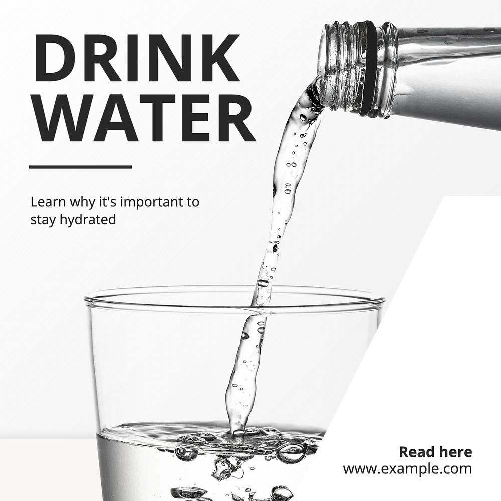 Drink water Instagram post template, editable text