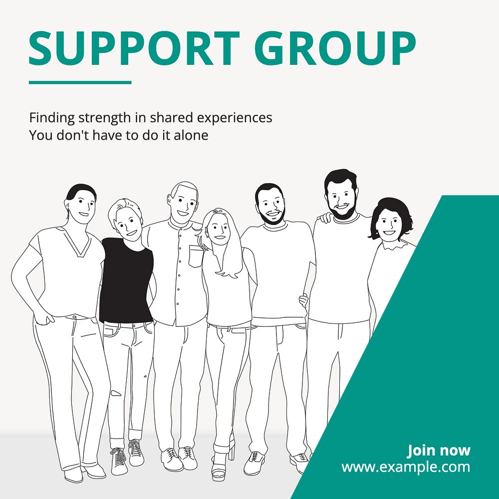 Support group Instagram post template, editable text