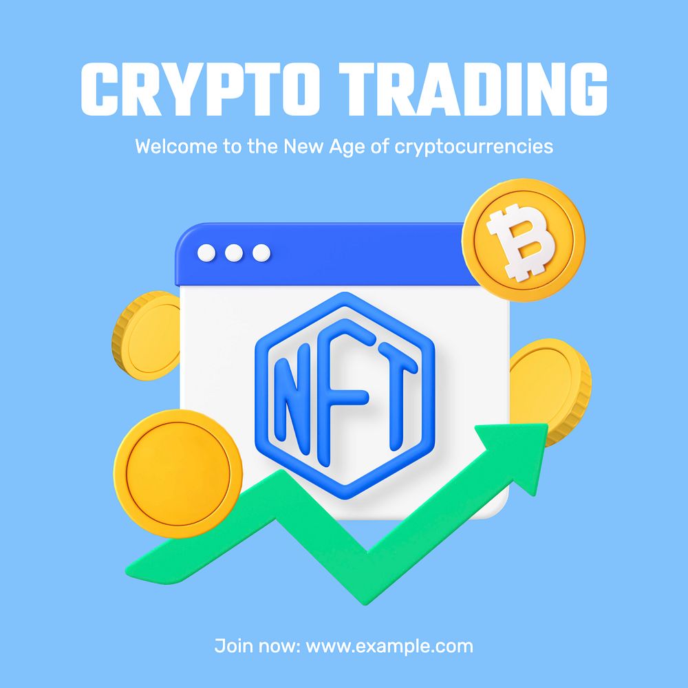 Crypto trading Instagram post template, editable text