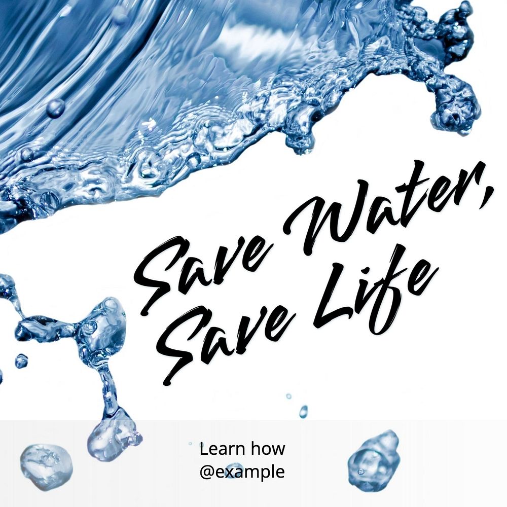 Save water Instagram post template, editable text