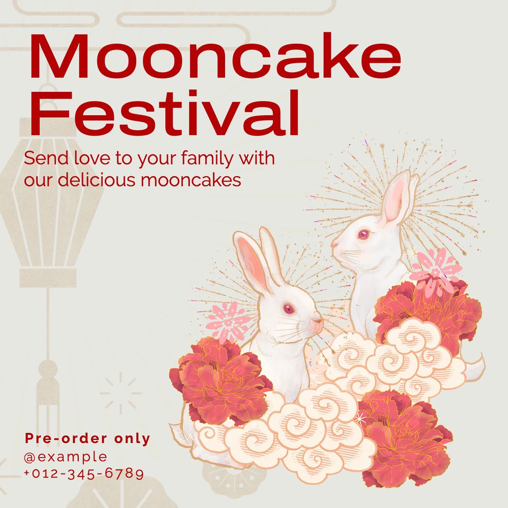 Mooncake festival Instagram post template, editable text