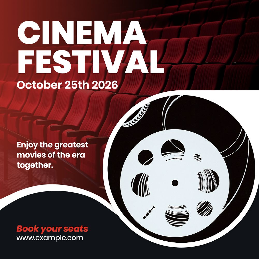 Cinema festival Instagram post template, editable text