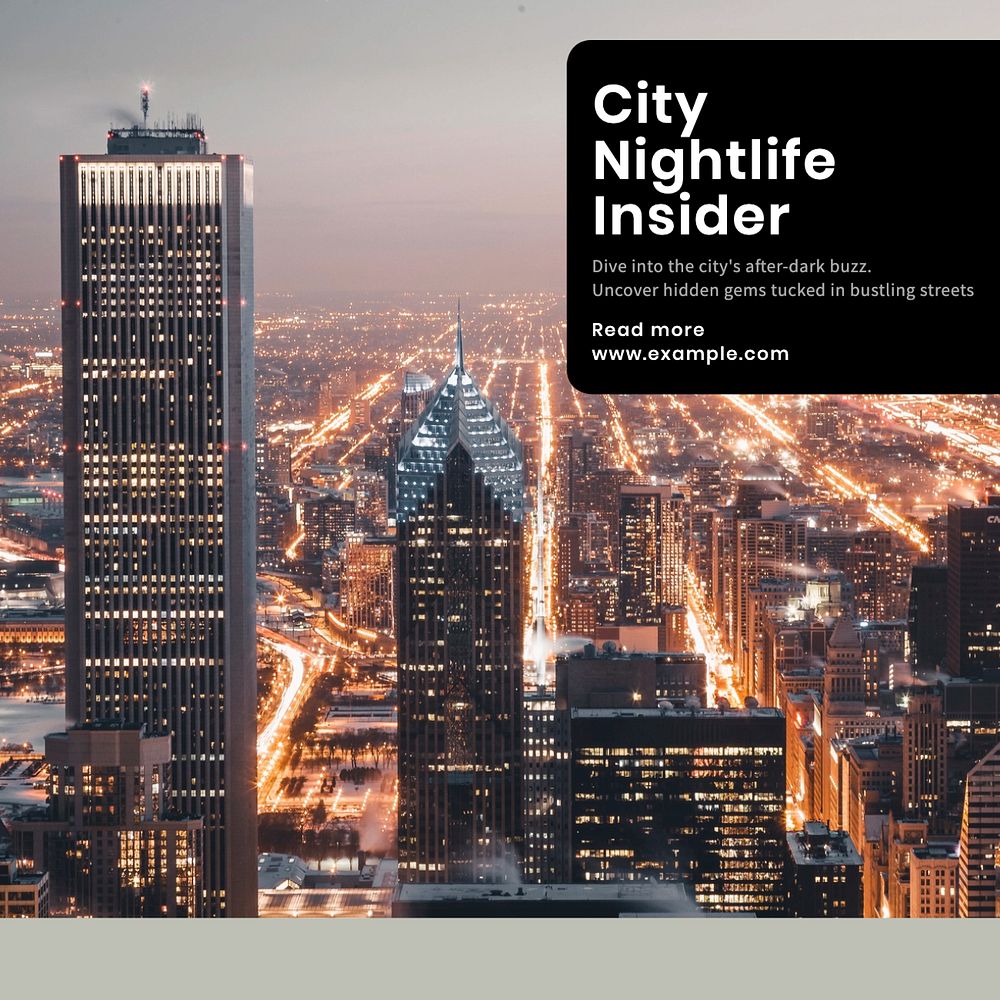 Nightlife city insider Instagram post template, editable text