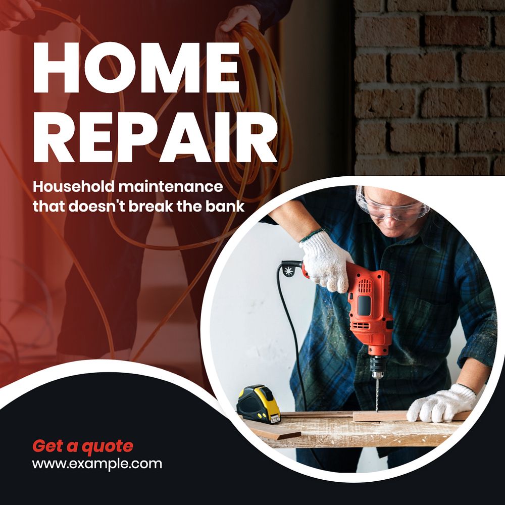 Home repair Instagram post template, editable text