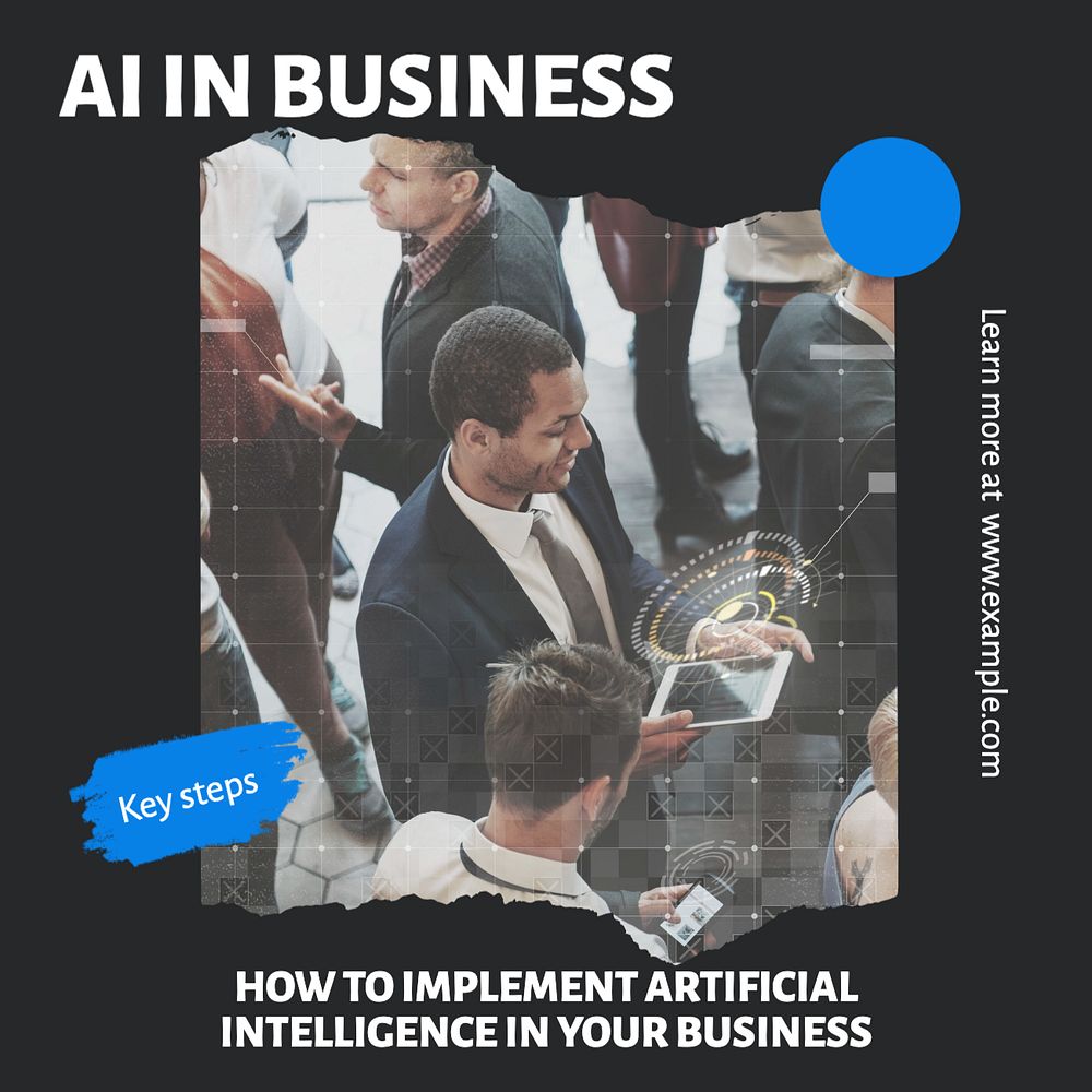 AI in business Instagram post template, editable text