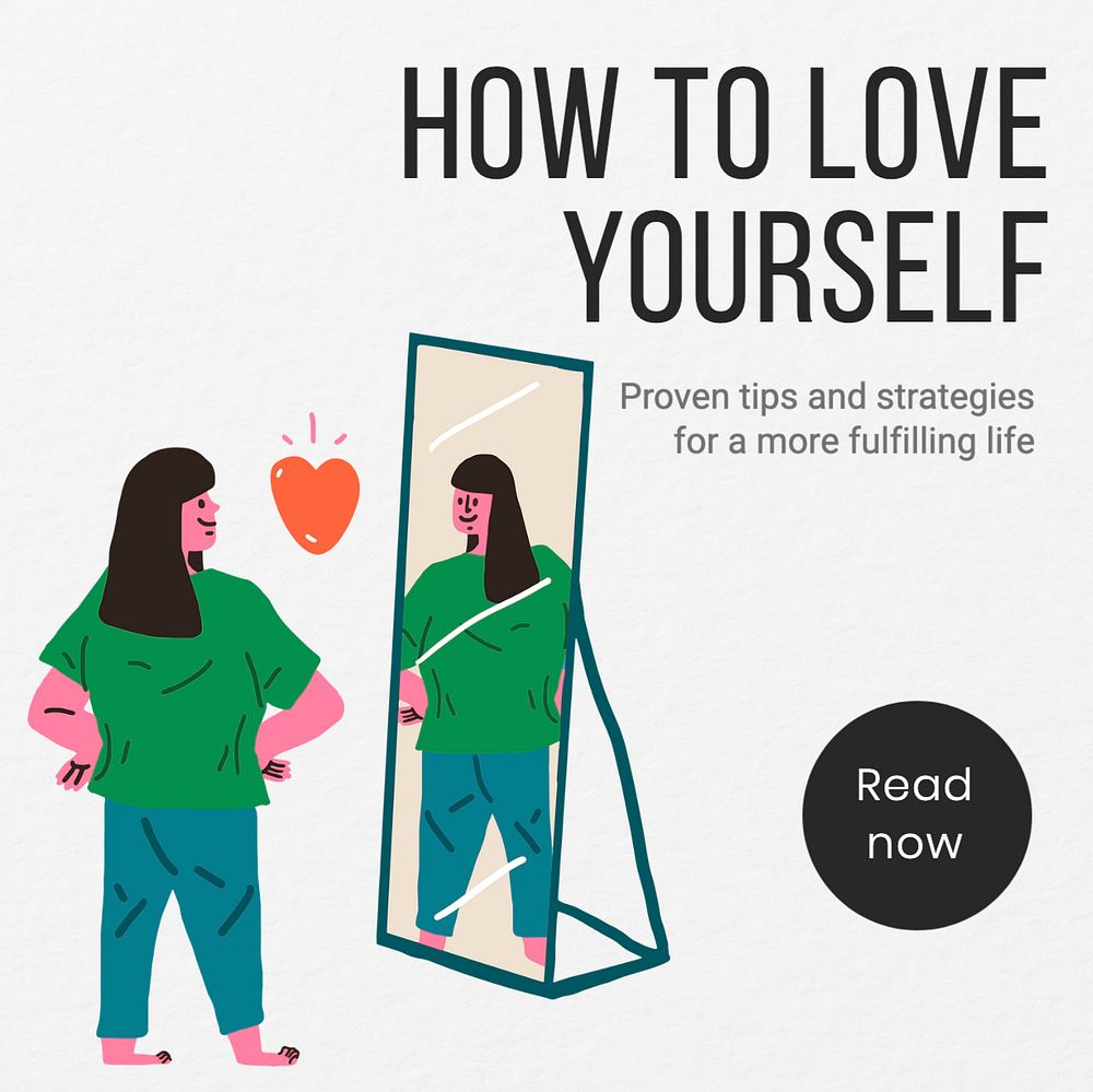 Love yourself Instagram post template, editable text