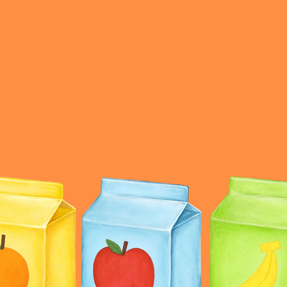 Juice boxes background, healthy drinks digital painting, editable design