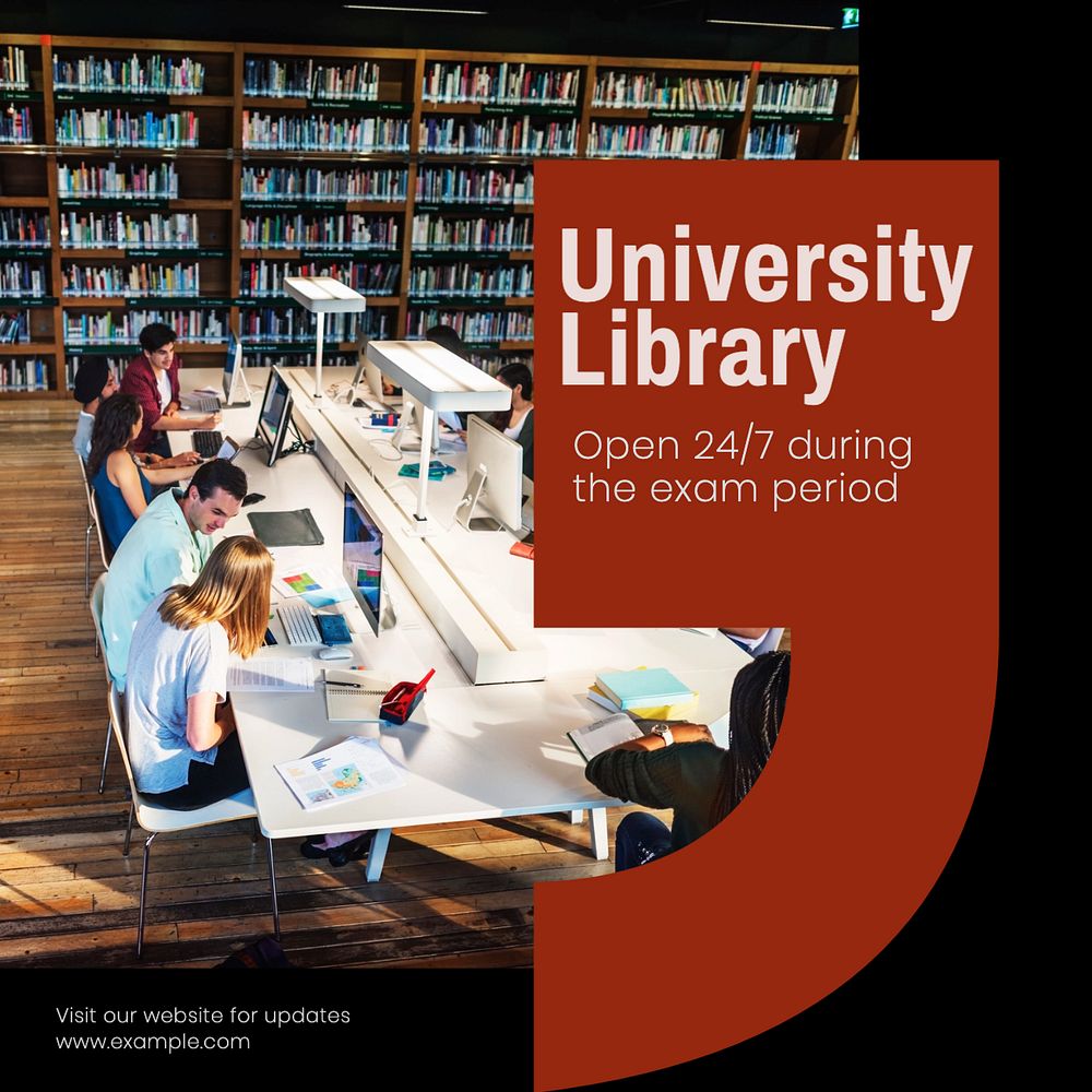 University library Instagram post template, editable text