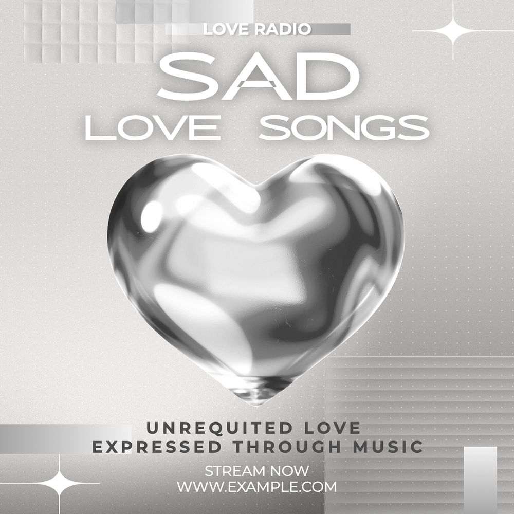 Sad love songs Instagram post template, editable text