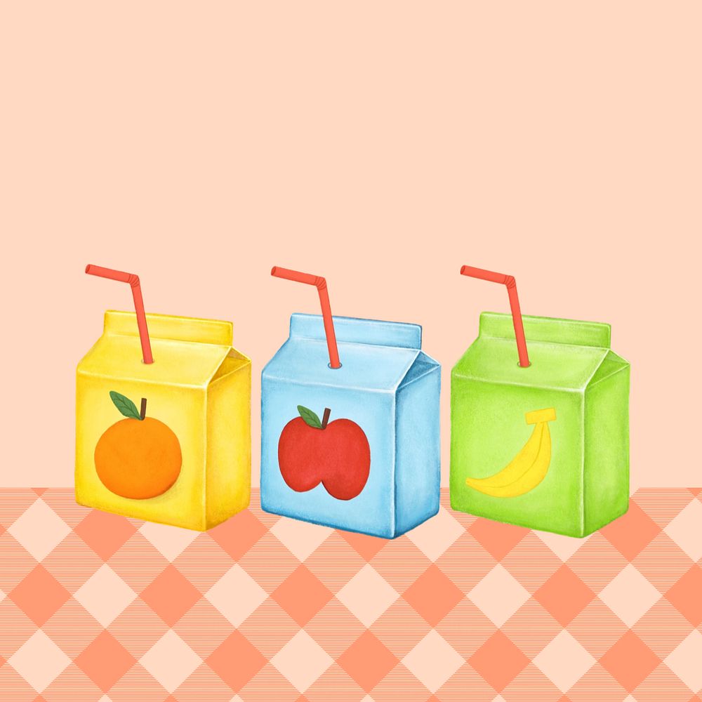 Juice boxes, healthy drinks digital painting, editable design