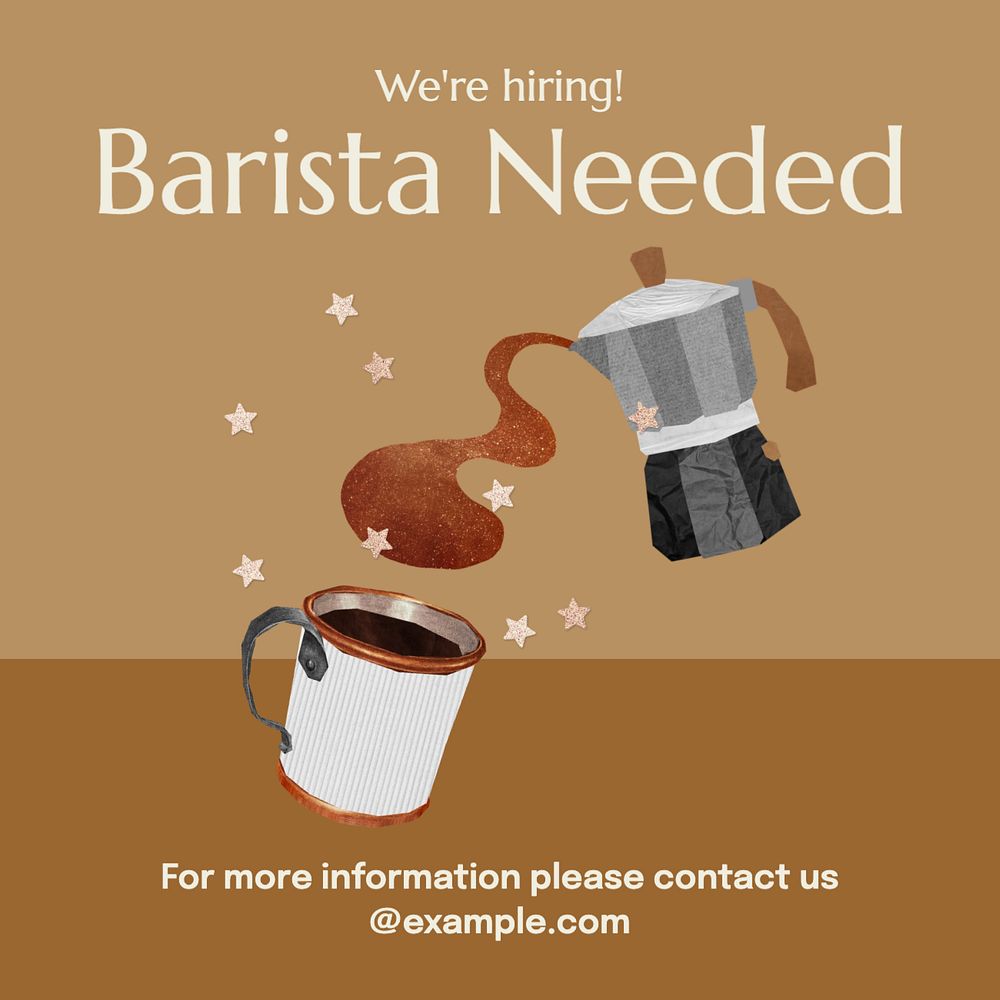 Barista needed Instagram post template, editable text