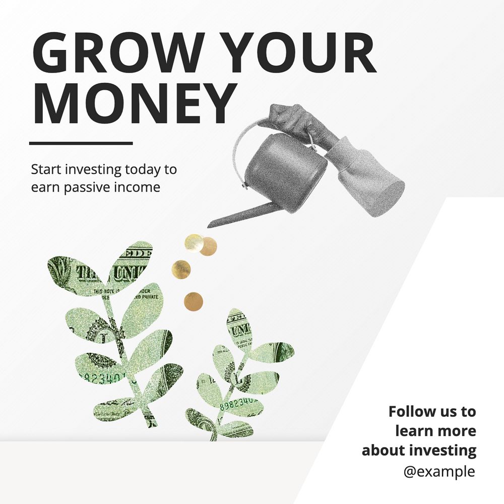 Grow your money Instagram post template, editable text