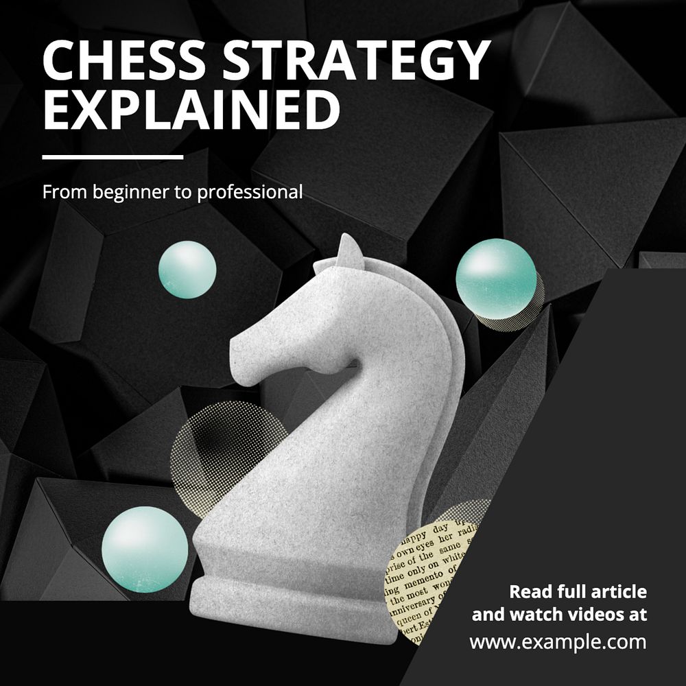 Chess strategy Instagram post template, editable text