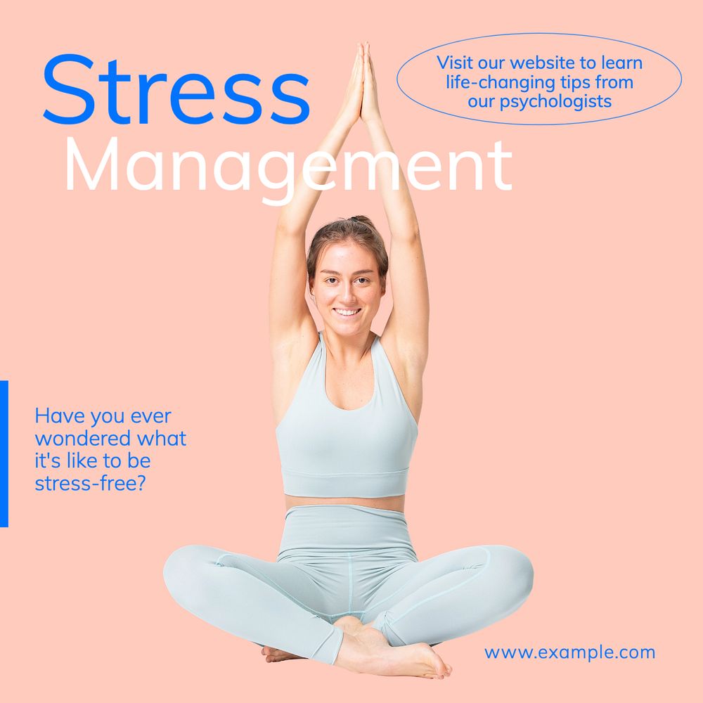 Stress management Instagram post template, editable text