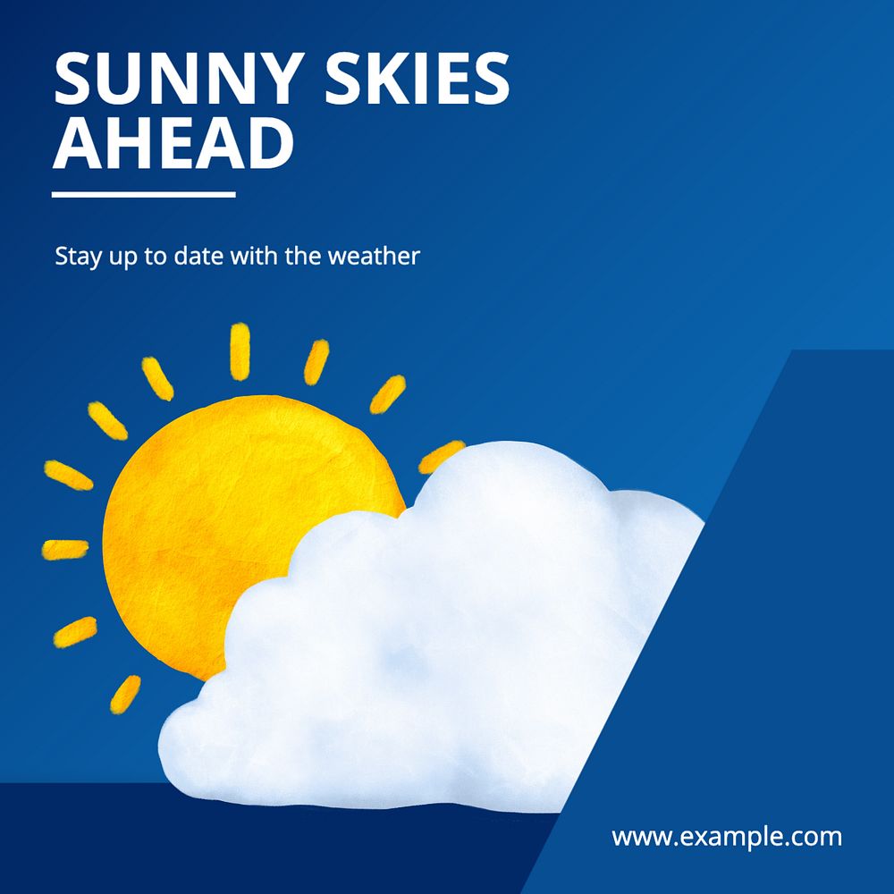 Sunny skies ahead Instagram post template, editable text