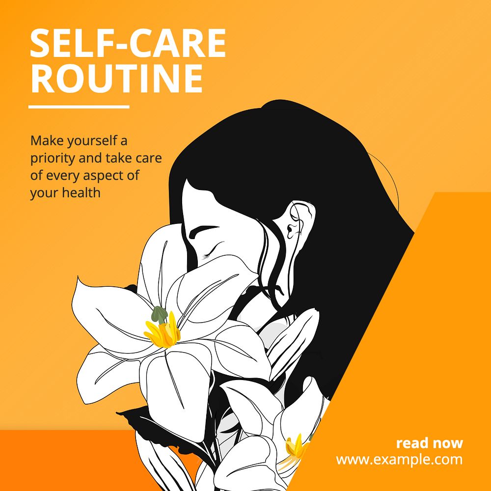 Self-care routine Instagram post template, editable text