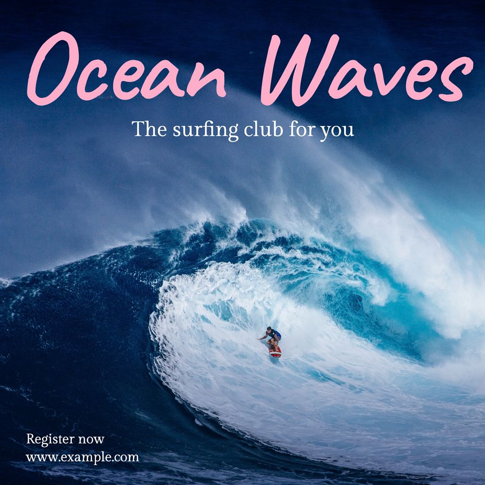 Ocean waves Instagram post template, editable text