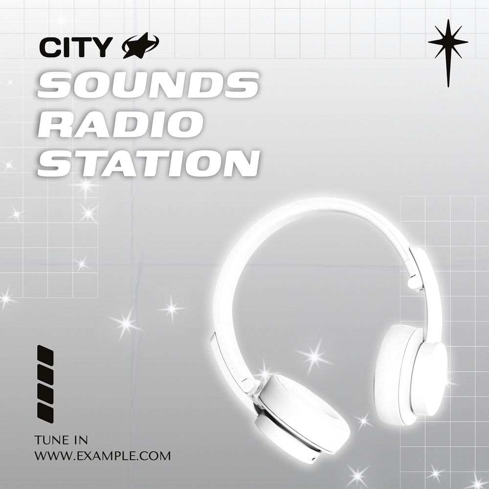 City sounds Instagram post template, editable text