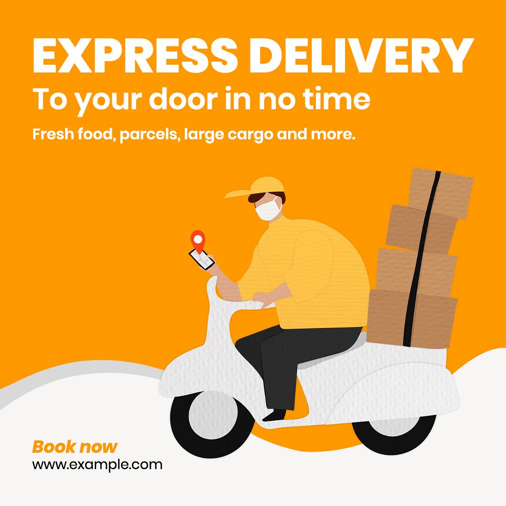 Express delivery Instagram post template, editable text