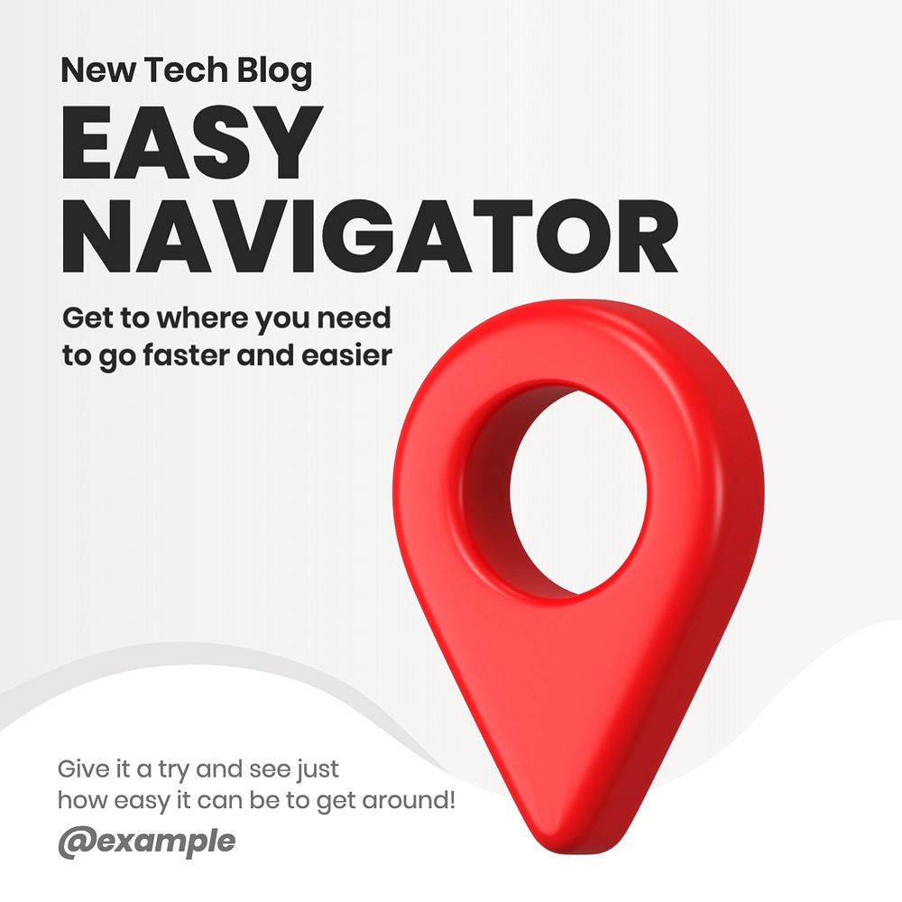 GPS navigation Instagram post template, editable text