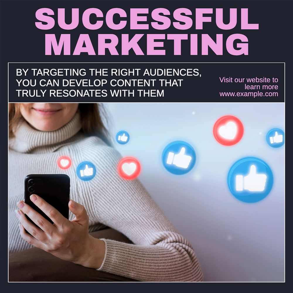 Successful marketing Instagram post template, editable text