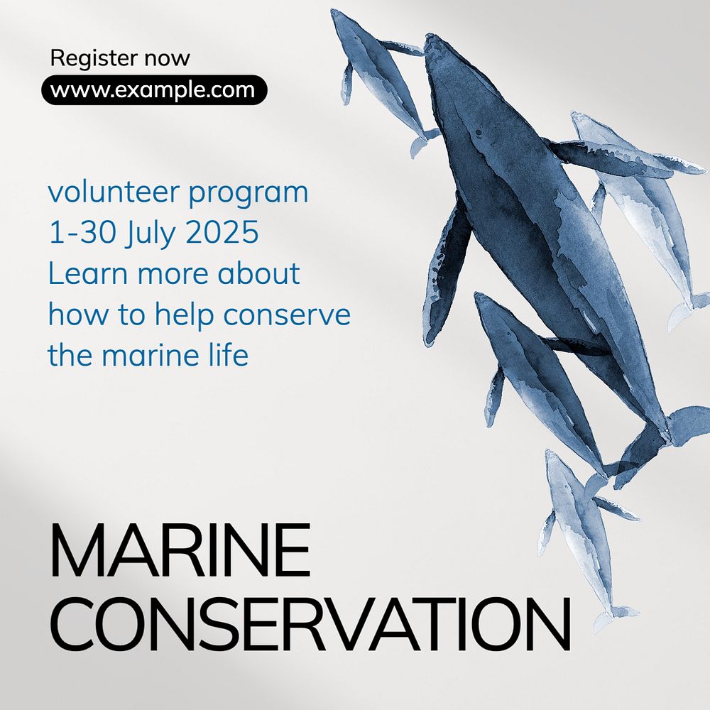 Marine conservation volunteer Instagram post template, editable text