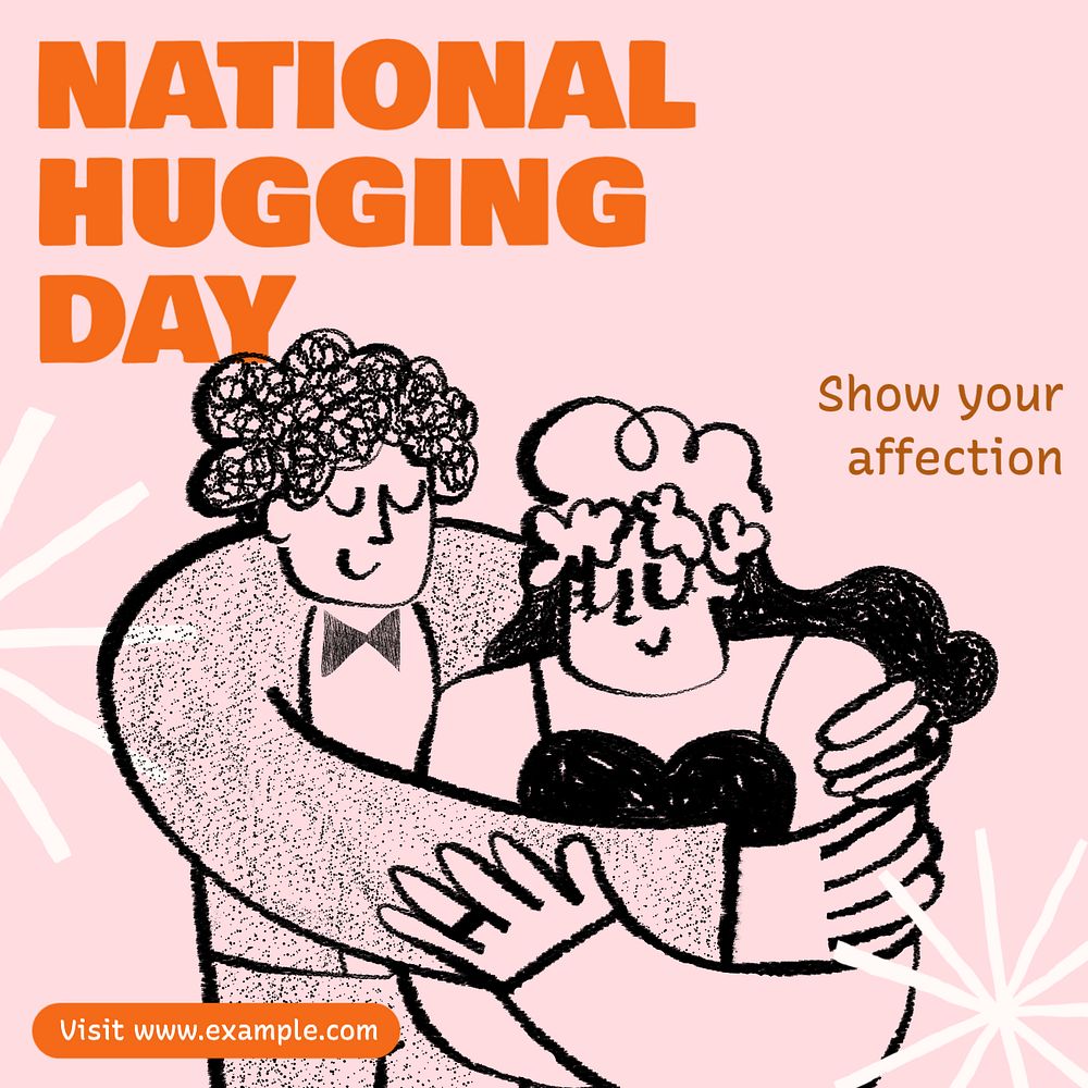 National hugging day Instagram post template, editable text