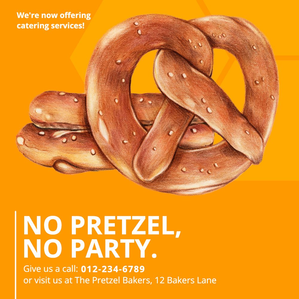 Pretzel Instagram post template, editable text