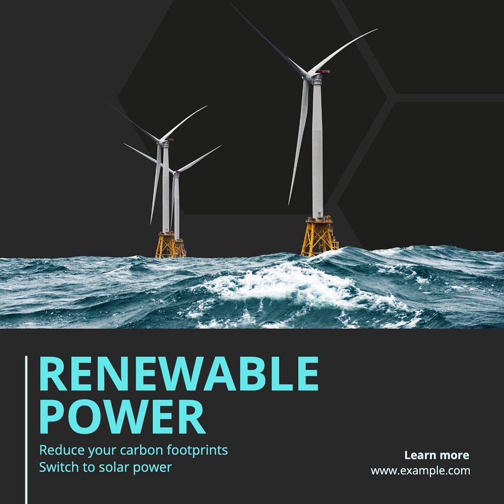 Renewable power Instagram post template, editable text