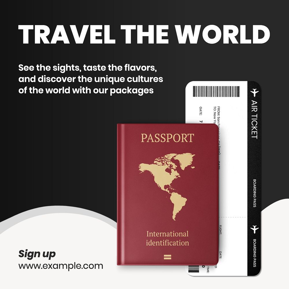 World travel Instagram post template, editable text