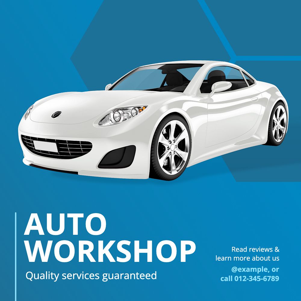 Auto & car workshop Instagram post template, editable text