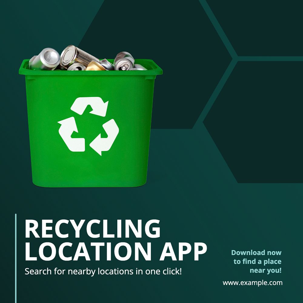 Recycling location app Instagram post template, editable text