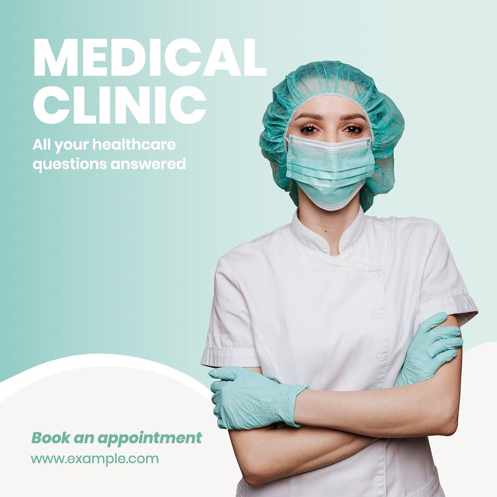 Medical clinic Instagram post template, editable text