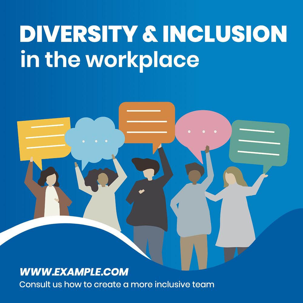 Diversity workplace inclusion work Instagram post template, editable text