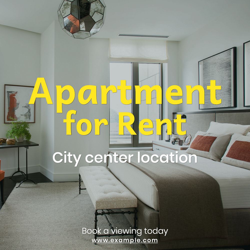 Apartment for rent Instagram post template, editable text