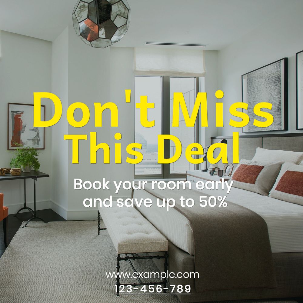 Hotel deals Instagram post template, editable text