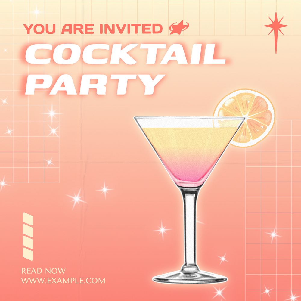 Cocktail party Instagram post template, editable text