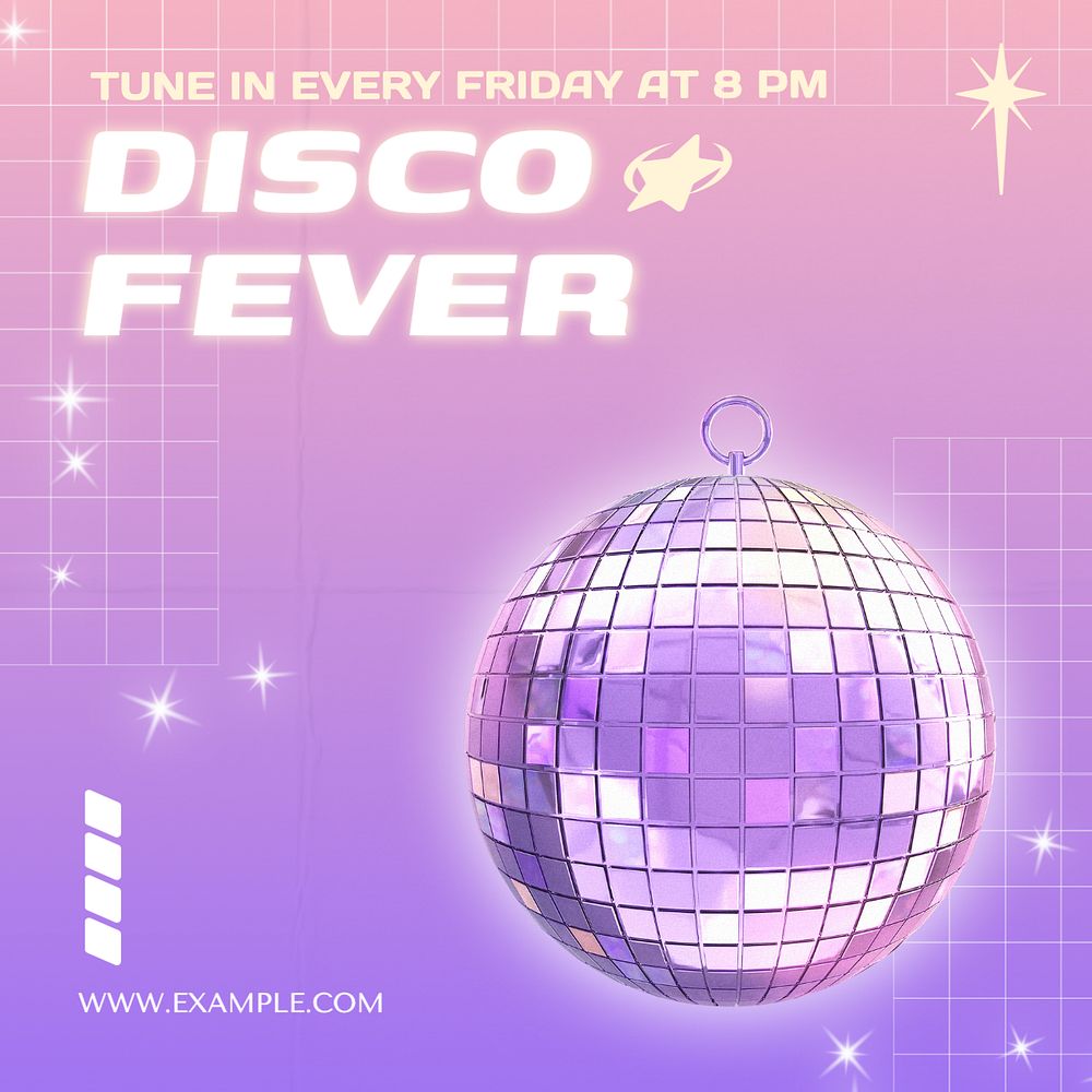 Disco fever Instagram post template, editable text