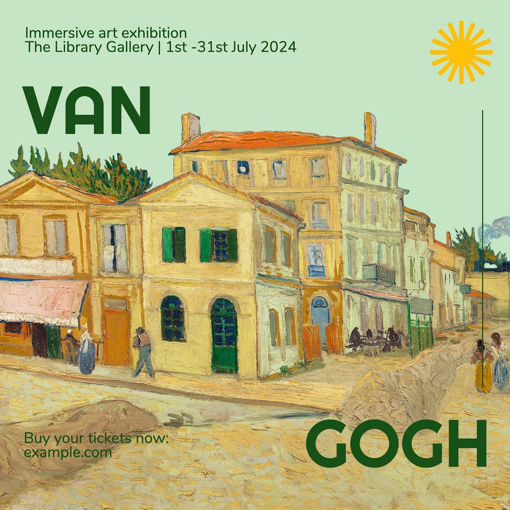 Van Gogh exhibition Instagram post template, editable text