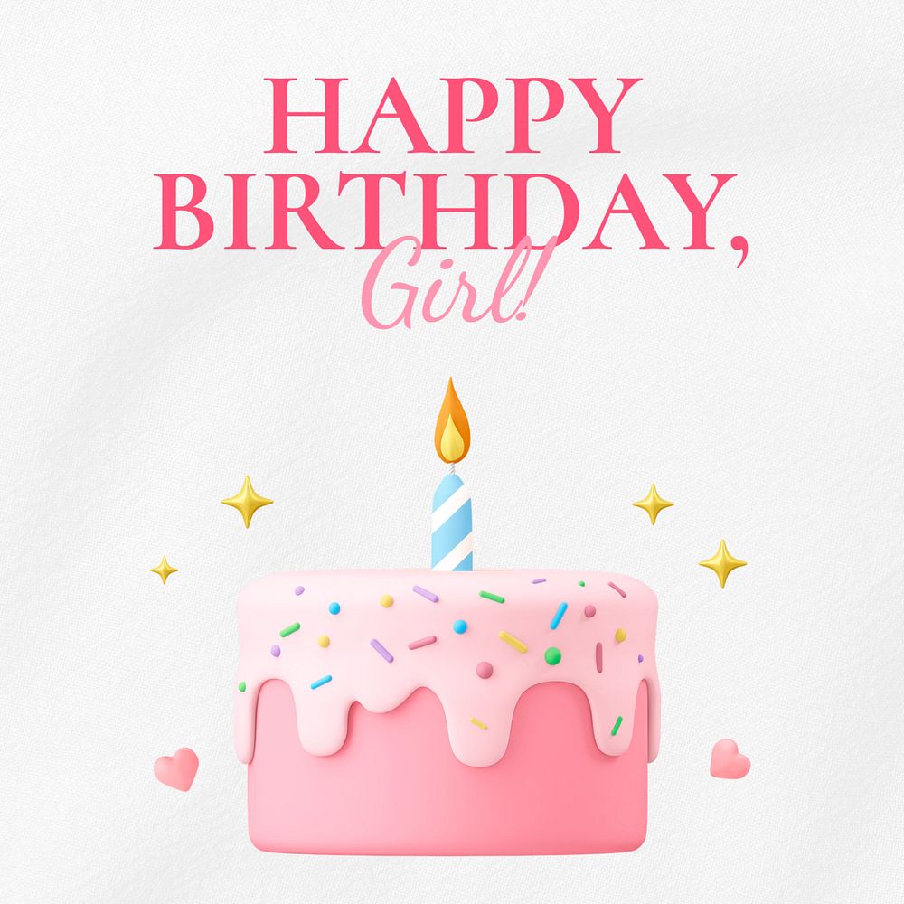 Birthday girl  Instagram post template, editable text