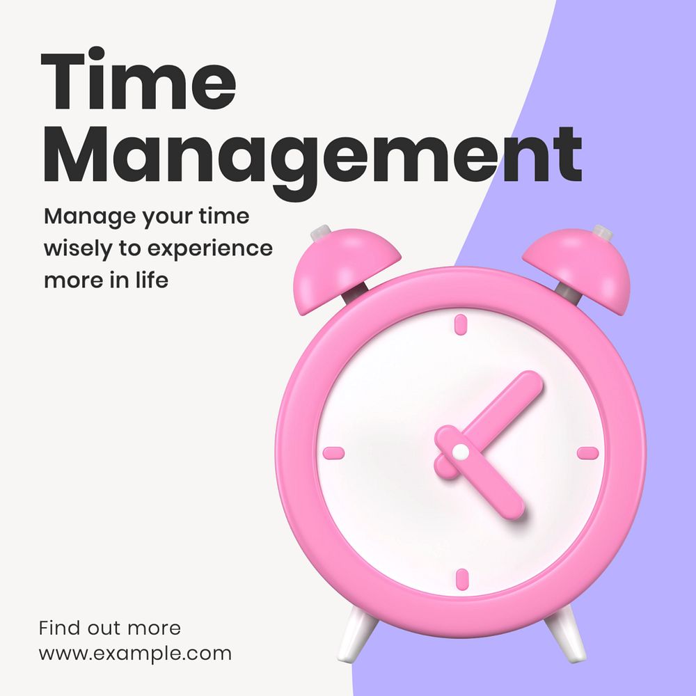 Time management Instagram post template, editable text