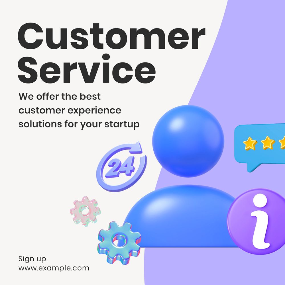 Customer service Instagram post template, editable text