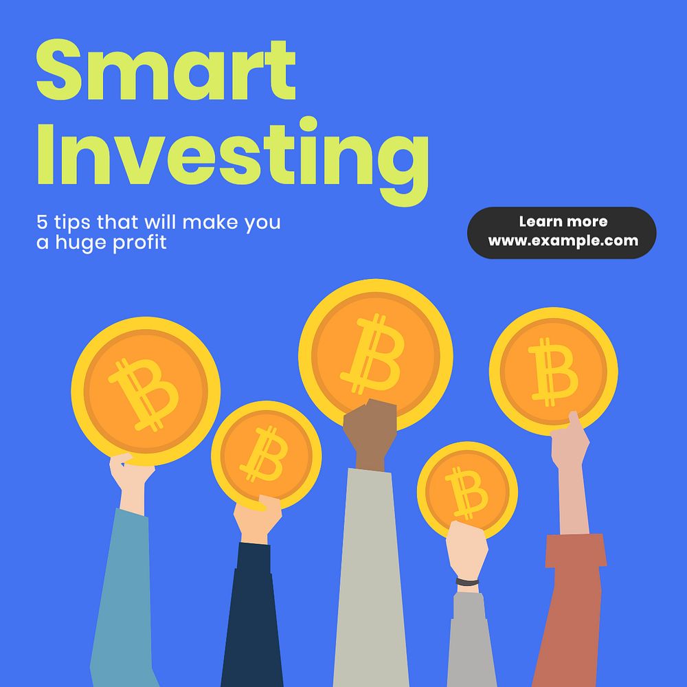 Smart investing Instagram post template, editable text