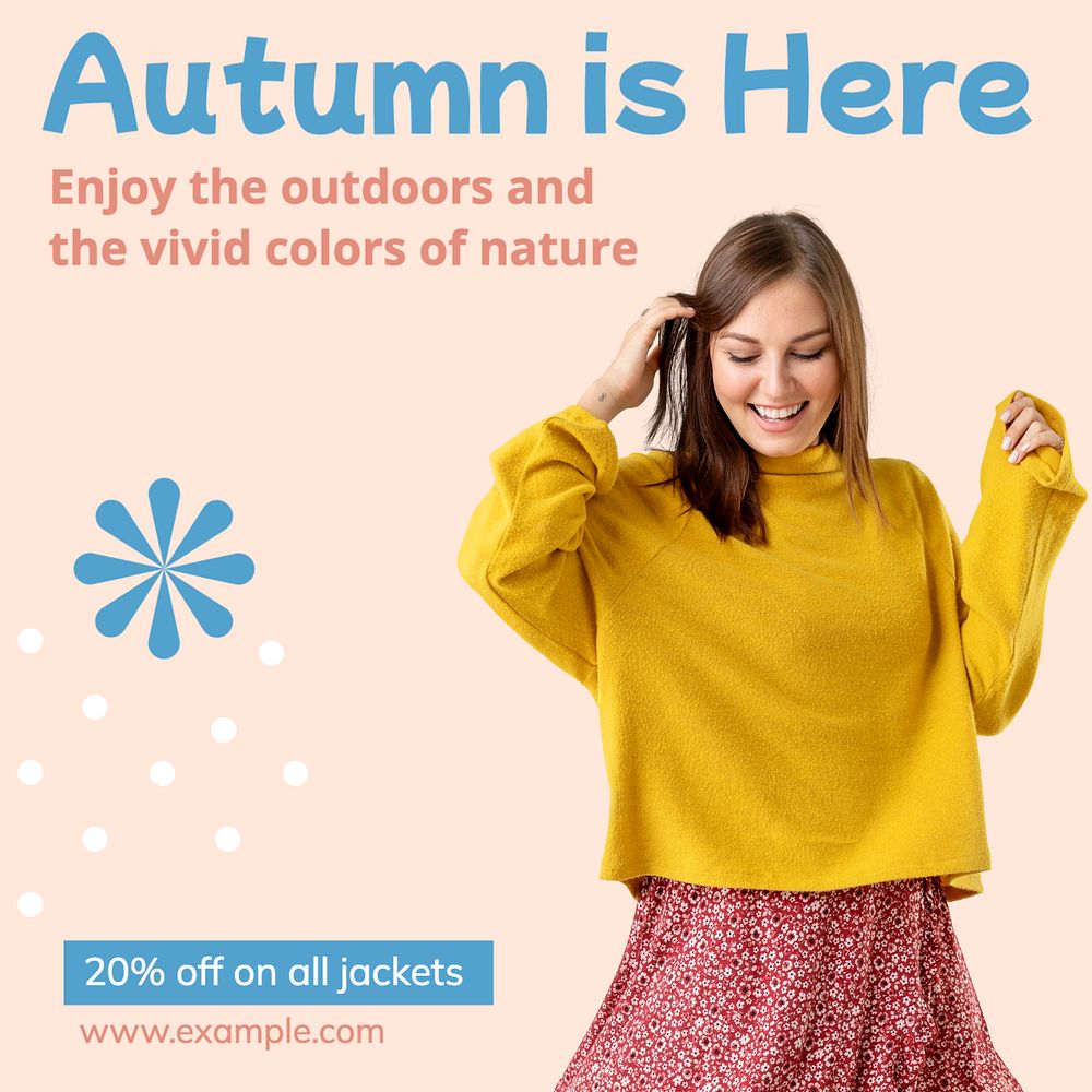 Autumn sale Instagram post template, editable text