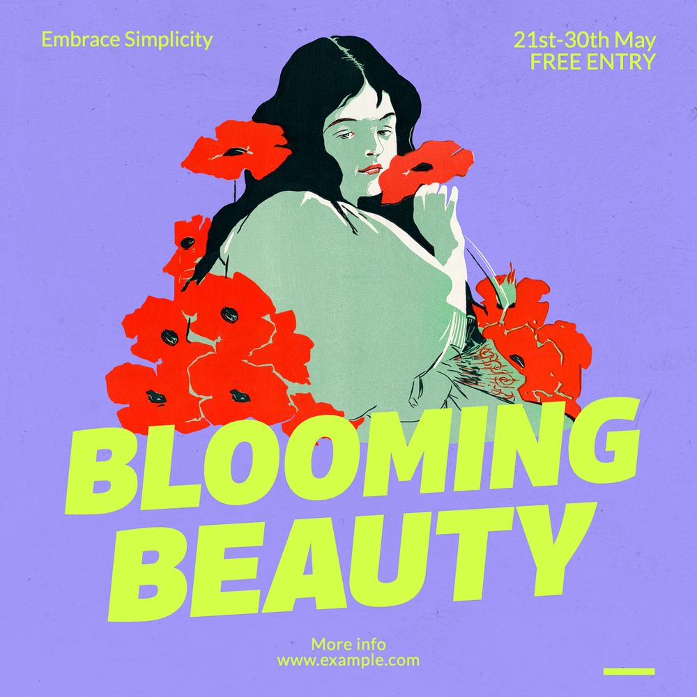 Blooming beauty Instagram post template, editable text