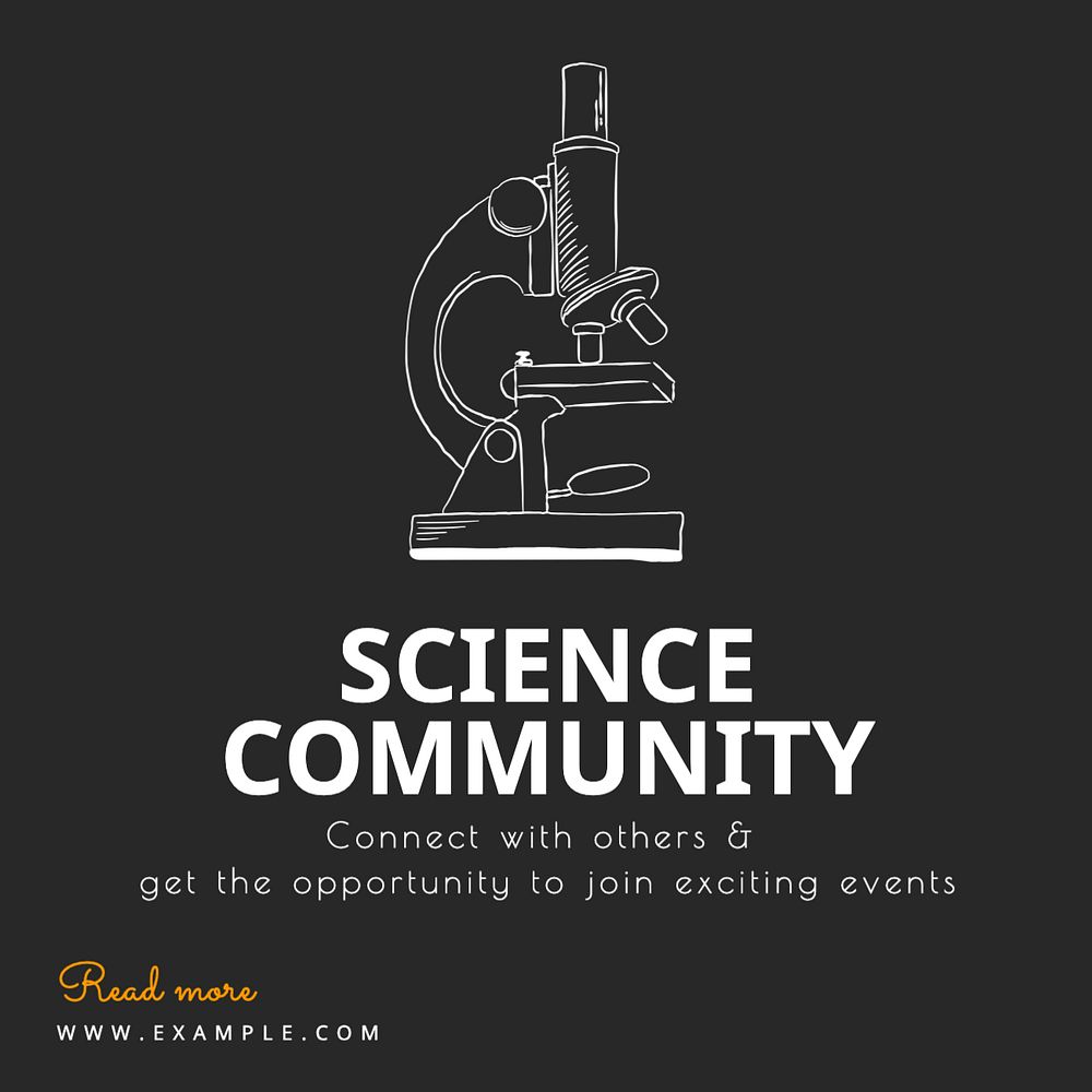 Science community Instagram post template, editable text