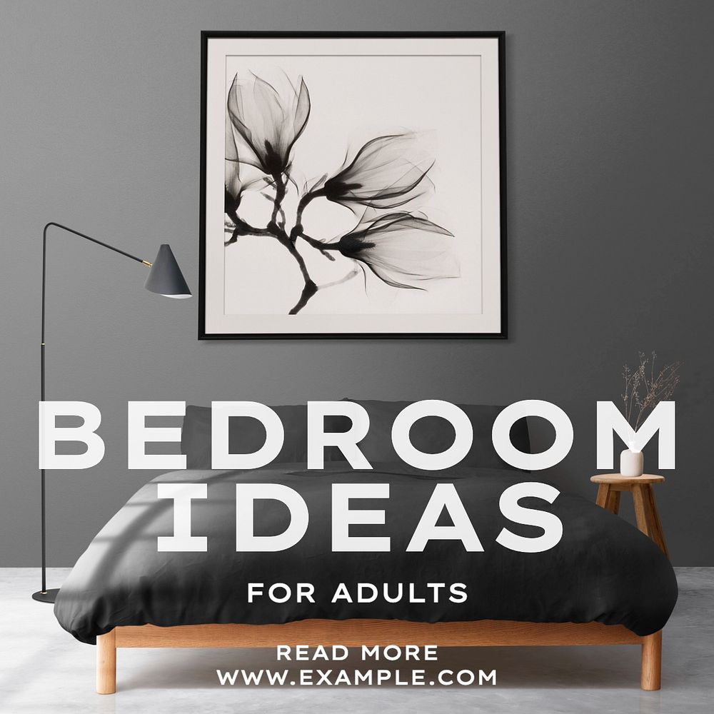 Bedroom ideas Instagram post template, editable text