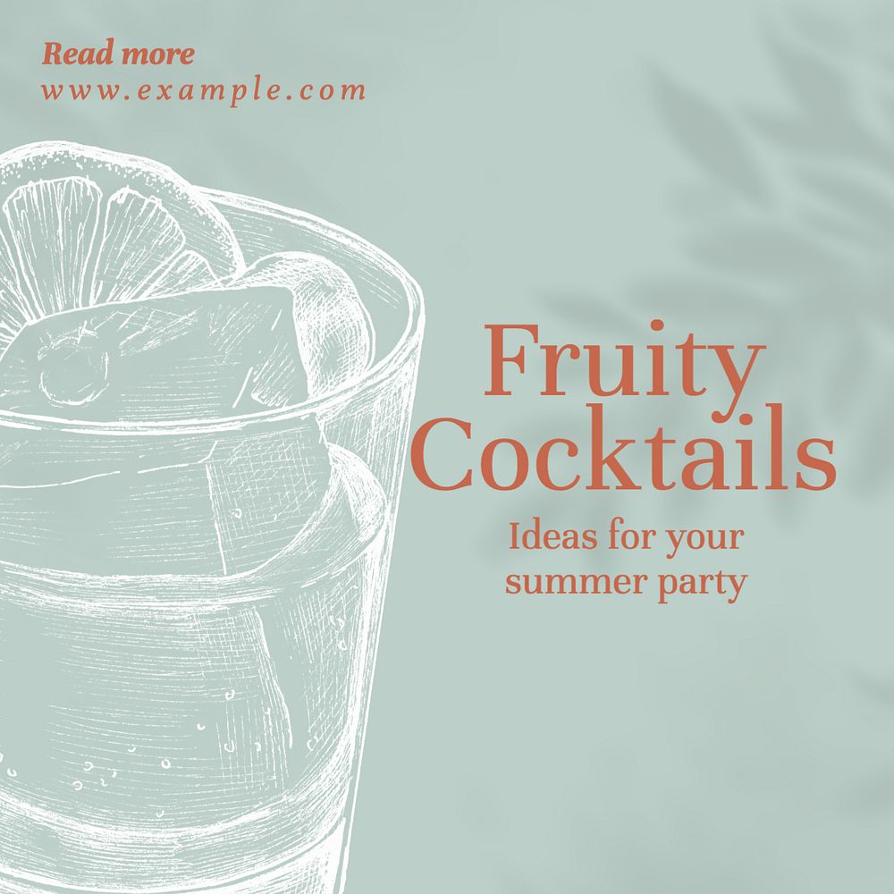 Fruity cocktails Instagram post template, editable text