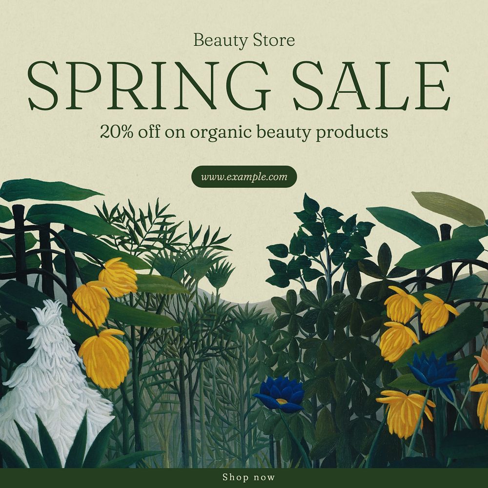 Spring sale Instagram post template, editable text